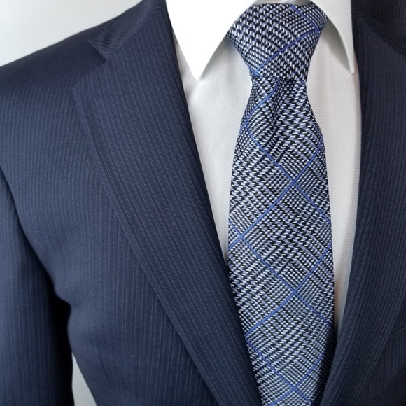 HART SCHAFFNER MARX- 40R 36X29 Mens 2 Piece Suit Dark Navy Blue With Stripes - Picture 6 of 16